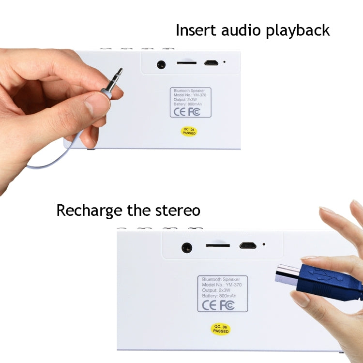 Coluna Bluetooth Multifuncional YM370 com Microfone, Suporta Chamadas Mãos Livres e Cartão TF