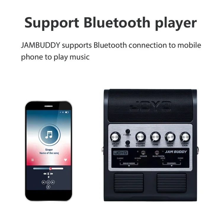 JOYO JAM BUDDY Bluetooth 4.0 Altifalante Pequeno para Guitarra com Duplo Canal e Efector com Carregamento