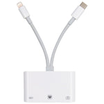Adaptador NK-107 Pro 3 em 1 USB-C / Type-C + 8 pinos macho para USB + RJ45 + 8 pinos fêmea para carregamento, NK-107 Pro