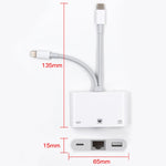 Adaptador NK-107 Pro 3 em 1 USB-C / Type-C + 8 pinos macho para USB + RJ45 + 8 pinos fêmea para carregamento, NK-107 Pro