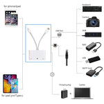 Adaptador NK-107 Pro 3 em 1 USB-C / Type-C + 8 pinos macho para USB + RJ45 + 8 pinos fêmea para carregamento, NK-107 Pro