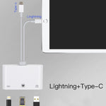 Adaptador NK-107 Pro 3 em 1 USB-C / Type-C + 8 pinos macho para USB + RJ45 + 8 pinos fêmea para carregamento, NK-107 Pro