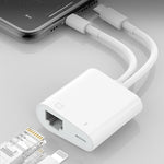 Adaptador NK-1035 Pro 2 em 1 USB-C / Type-C + 8 pinos macho para RJ45 + 8 pinos fêmea para carregamento, NK-1035 Pro