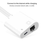 Adaptador NK-1035 Pro 2 em 1 USB-C / Type-C + 8 pinos macho para RJ45 + 8 pinos fêmea para carregamento, NK-1035 Pro