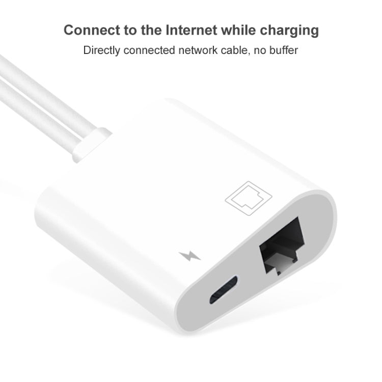 Adaptador NK-1035 Pro 2 em 1 USB-C / Type-C + 8 pinos macho para RJ45 + 8 pinos fêmea para carregamento, NK-1035 Pro