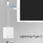 Adaptador NK-1035 Pro 2 em 1 USB-C / Type-C + 8 pinos macho para RJ45 + 8 pinos fêmea para carregamento, NK-1035 Pro