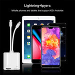 Adaptador NK-1035 Pro 2 em 1 USB-C / Type-C + 8 pinos macho para RJ45 + 8 pinos fêmea para carregamento, NK-1035 Pro