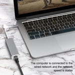 Adaptador HUB USB-C / Tipo-C para Ethernet Gigabit RJ45 & 3 x USB 3.0, Computador Externo Tablet Telefone Universal, Ethernet Gigabit