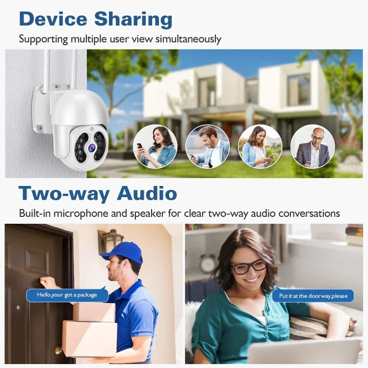 Tuya QX56 Câmara IP Sem Fios 2.4G IP66 Impermeável 3.0 Megapixels, Suporta Amazon Alexa & Google Home & Detecção de Movimento & Áudio Bidirecional & Visão Noturna a Cores & Cartão TF, Ficha EU, Suporta Amazon Alexa & Google Home
