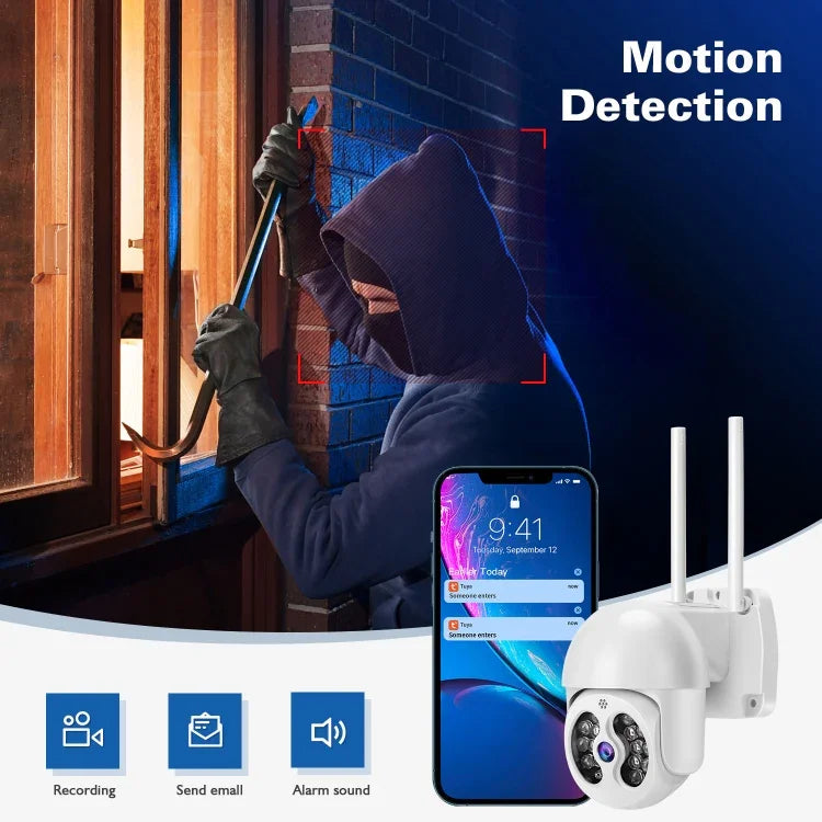 Tuya QX56 Câmara IP Sem Fios 2.4G IP66 Impermeável 3.0 Megapixels, Suporta Amazon Alexa & Google Home & Detecção de Movimento & Áudio Bidirecional & Visão Noturna a Cores & Cartão TF, Ficha EU, Suporta Amazon Alexa & Google Home