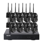 ESCAM WNK618 Câmara Dome Sem Fios de 3.0 Milhões de Pixels, Sistema de Segurança NVR HD de 8 Canais, Suporta Detecção de Movimento, Áudio Bidirecional, Visão Noturna a Cores e Cartão TF, Plugue UE, WNK618