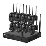 ESCAM WNK618 Câmara Dome Sem Fios de 3.0 Milhões de Pixels, Sistema de Segurança NVR HD de 8 Canais, Suporta Detecção de Movimento, Áudio Bidirecional, Visão Noturna a Cores e Cartão TF, Plugue UE, WNK618