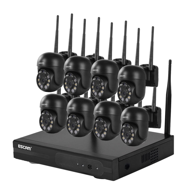 ESCAM WNK618 Câmara Dome Sem Fios de 3.0 Milhões de Pixels, Sistema de Segurança NVR HD de 8 Canais, Suporta Detecção de Movimento, Áudio Bidirecional, Visão Noturna a Cores e Cartão TF, Plugue UE, WNK618