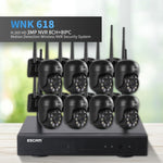ESCAM WNK618 Câmara Dome Sem Fios de 3.0 Milhões de Pixels, Sistema de Segurança NVR HD de 8 Canais, Suporta Detecção de Movimento, Áudio Bidirecional, Visão Noturna a Cores e Cartão TF, Plugue UE, WNK618