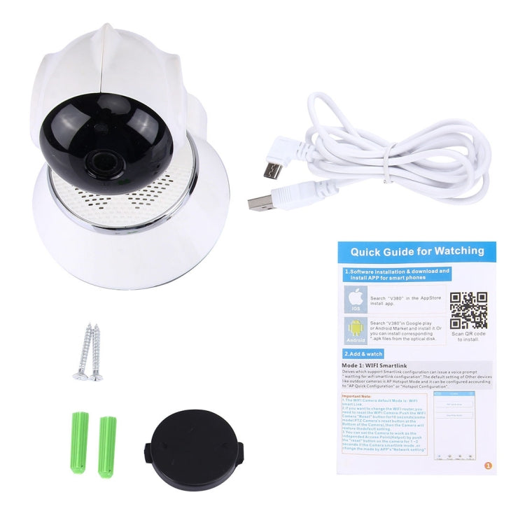 V380 HD 1280 x 720P 1.0MP Câmara IP Rotativa 360 Graus Câmara de Segurança Inteligente WiFi Sem Fios, Suporta Cartão TF, Áudio Bidirecional, V380
