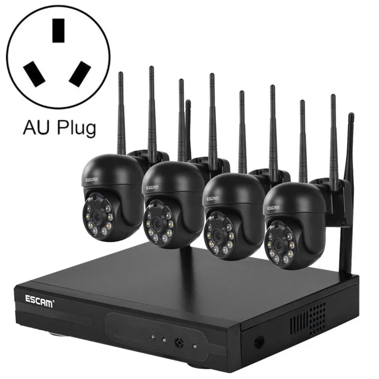 Sistema de Segurança NVR Sem Fios ESCAM WNK614 HD 3.0 Megapixels 8 Canais + 4 IPC, Plugue AU, WNK614