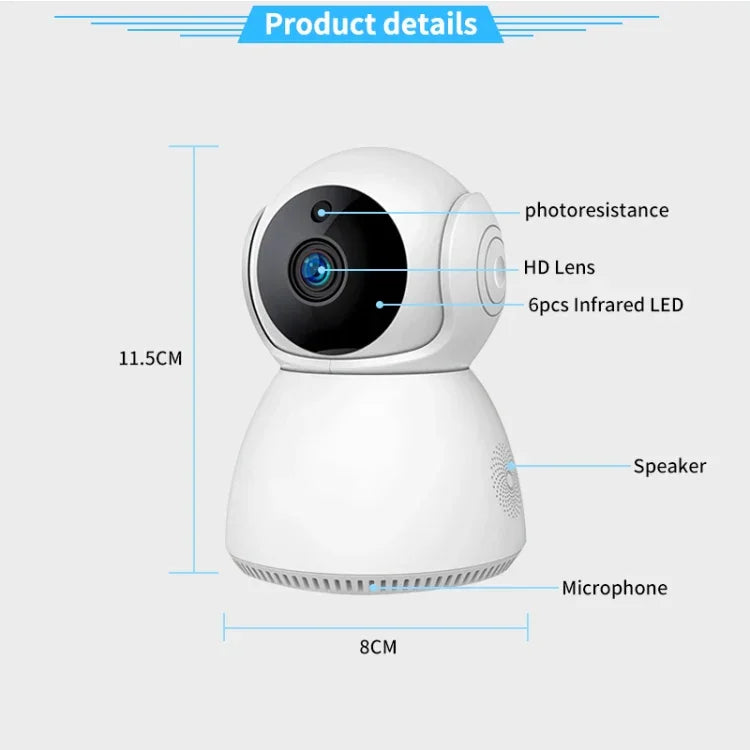 Câmara IP Pan-Tilt V380 YT24 1.0MP WiFi de Segurança Inteligente, Suporta Cartão TF / Áudio Bidirecional / Detecção de Movimento / Visão Noturna, YT24 1.0MP