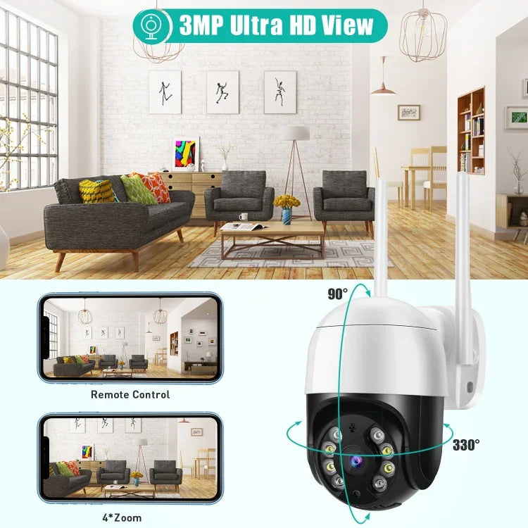 Câmara IP WiFi QX29 3.0MP HD, Suporta Visão Noturna & Deteção de Movimento & Áudio Bidirecional & Cartão TF, Ficha AU, QX29