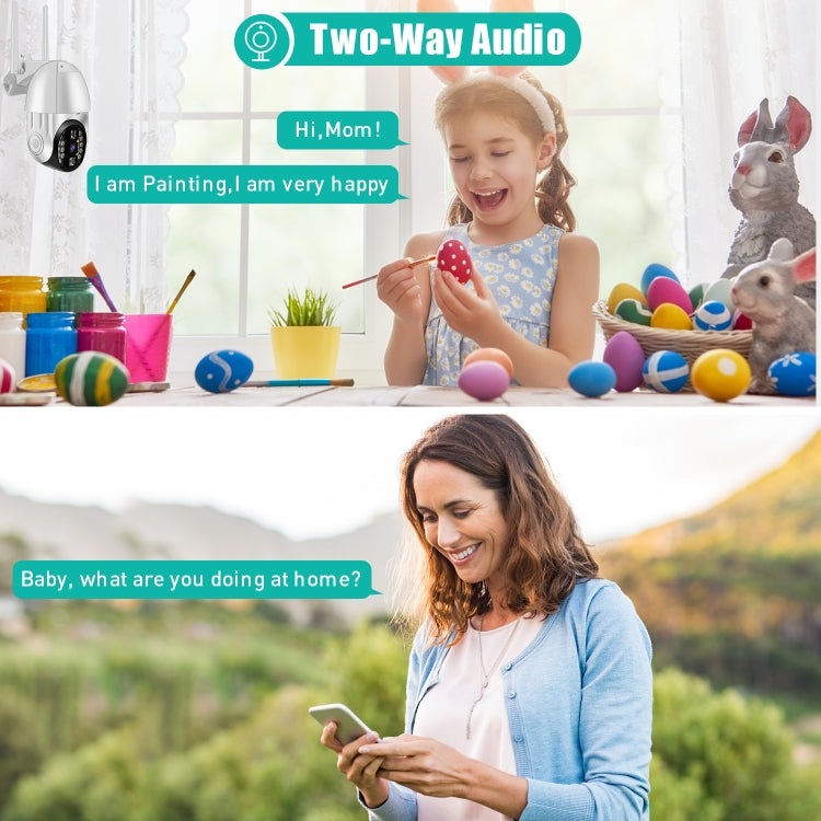 Câmara Panorâmica PTZ WIFI Rotativa 360 Graus 1080P QX33, Suporta Cor Total Dia e Noite & Intercomunicador de Voz Bidirecional & Alarme de Detecção de Movimento & Reprodução de Vídeo & Cartão TF de 64GB, Ficha AU, QX33