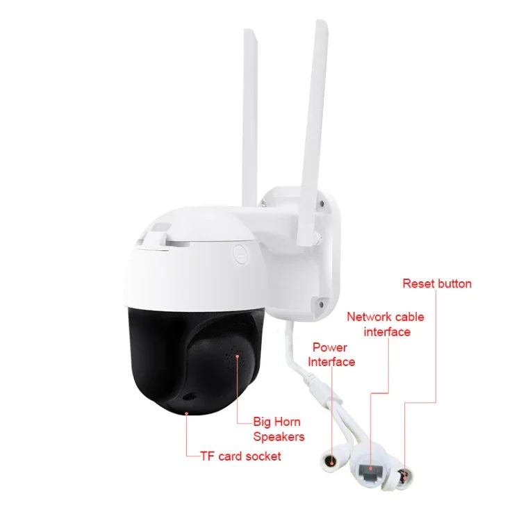 QX36 1080P 3.0MP Lente 3.6mm IP65 à prova de água PTZ Câmara WIFI Rotativa 360 Graus, Suporte para Cor Completa Dia e Noite & Intercomunicador Bidirecional & Detecção de Movimento Humanoide & Reprodução de Vídeo & Cartão TF 128GB, Ficha AU, QX36