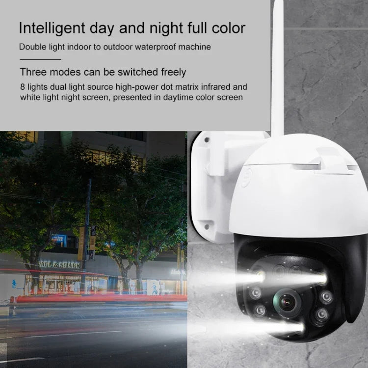 QX36 1080P 3.0MP Lente 3.6mm IP65 à prova de água PTZ Câmara WIFI Rotativa 360 Graus, Suporte para Cor Completa Dia e Noite & Intercomunicador Bidirecional & Detecção de Movimento Humanoide & Reprodução de Vídeo & Cartão TF 128GB, Ficha AU, QX36