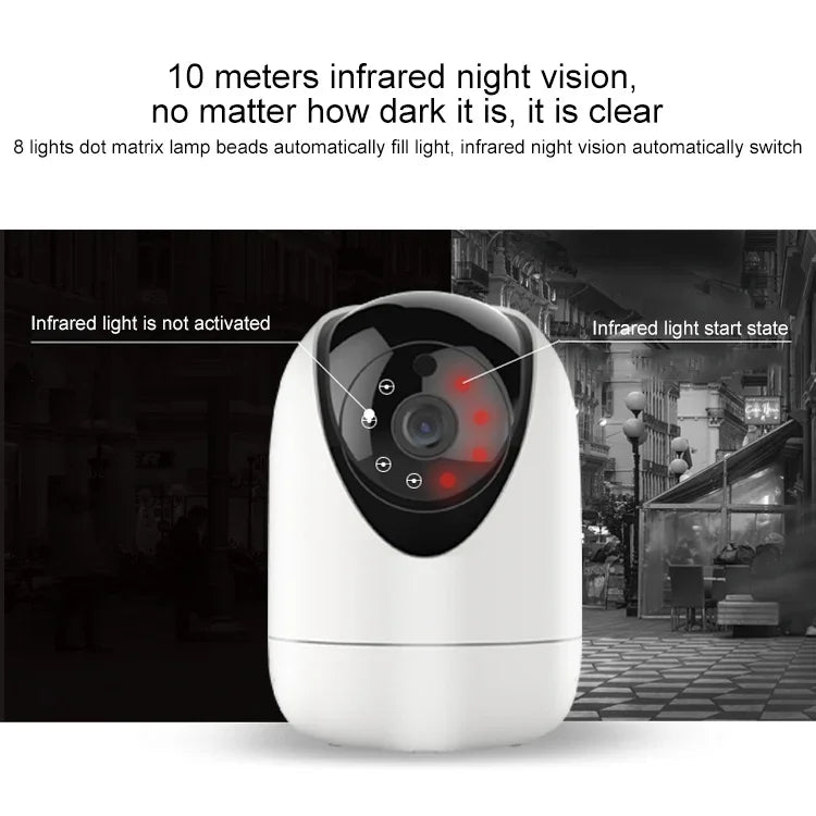 Câmara de Rede Interior Sem Fios HD YT47 com Cabeça Oscilante, Suporta Deteção de Movimento, Visão Noturna Infravermelha e Cartão Micro SD, Ficha AU, YT47