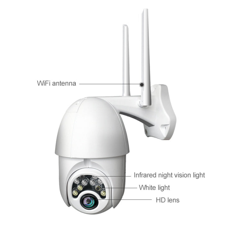 Câmara HD WiFi Sem Fios com 10 Luzes IR Visão Noturna Q10 para Exterior com Rotação Remota por Telemóvel, Suporta Vídeo de Deteção de Movimento / Alarme e Gravação, Ficha UK, Q10 Visão Noturna IR