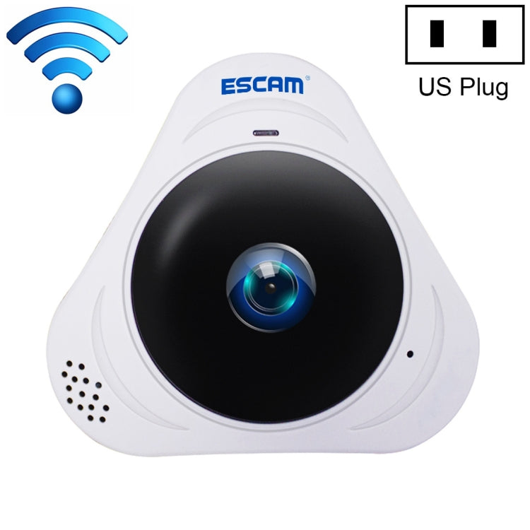 ESCAM Q8 Câmara IP WiFi 960P com Lente Olho de Peixe 360 Graus 1.3MP, Suporta Deteção de Movimento / Visão Noturna, Distância IR: 5-10m, Ficha AU, Q8 Ficha US, Q8  Ficha AU, Q8 Ficha EU, Q8 Ficha UK