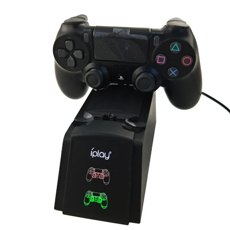 Base de Carregamento com Dupla Porta iplay / Suporte de Carregamento para Comando para Sony Playstation 4 PS4 & Slim PS4 Pro com Indicador LED, HBP-119