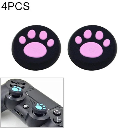4 PCS Tampas Protetoras de Silicone com Pata de Gato para Joystick de Comando PS4 / PS3 / PS2 / XBOX360 / XBOXONE / WIIU