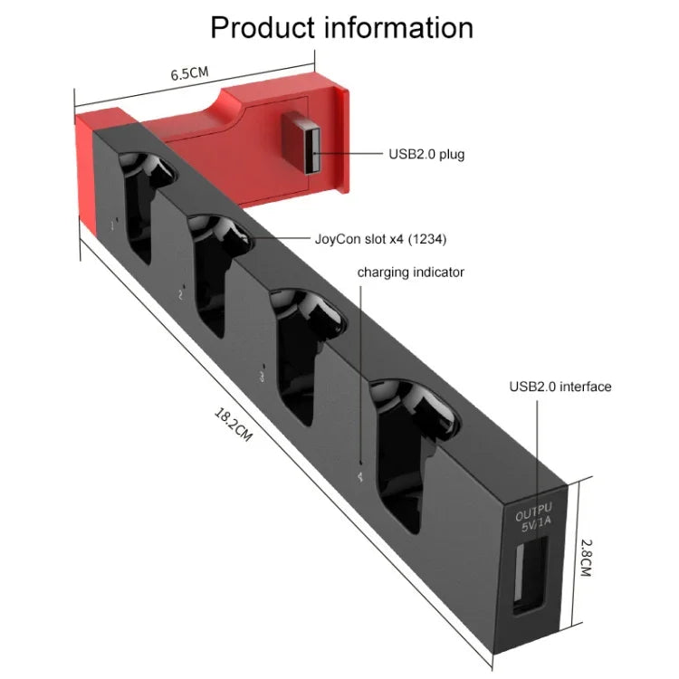 Suporte de Carregamento para Comando iPega PG-9186 com Indicador para Nintendo Switch Joy-Con, PG-9186