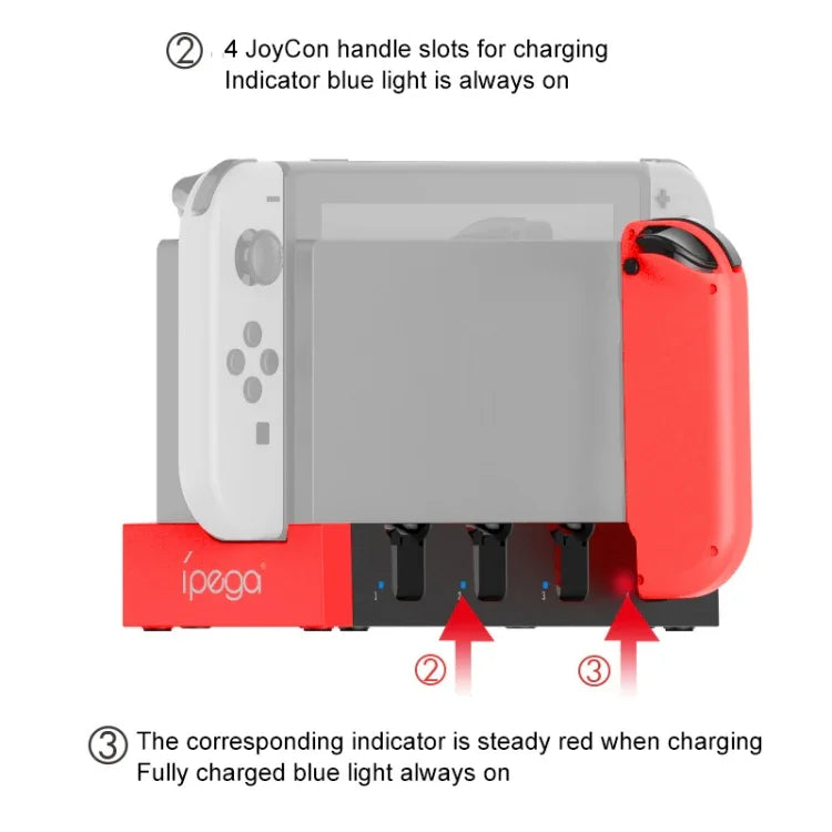 Suporte de Carregamento para Comando iPega PG-9186 com Indicador para Nintendo Switch Joy-Con, PG-9186