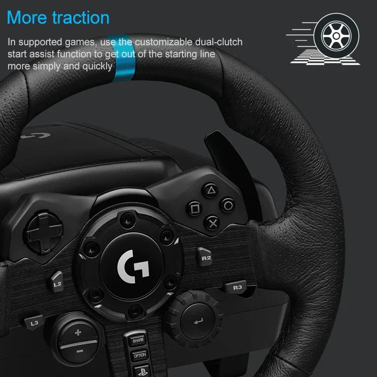 Volante de Corrida Logitech G923 com Pedais e Alavanca de Mudança para PS5 / PS4 / PC, G923