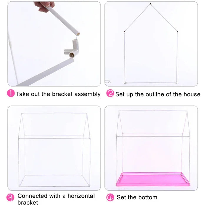 Tenda de Brincar para Crianças Doméstica com Impressão Pequena Casa de Jogos, (Preto Branco), (Rosa), (Verde), (Rosa Claro)