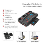 Base Multi-funções com Ventoinha de Arrefecimento e Bandeja de Armazenamento para PS5 De / UHD KJH P5-010-2, KJH P5-010-2