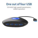 Conversor Hub 4 em 1 KJH P5-015 USB 3.0 com Luz Azul Adaptador de Expansão Divisor Carregador Conector para PS5 / Xbox Series X, KJH P5-015