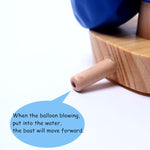 Brinquedos de Madeira para Bebé Barco Balão Barco Movido a Balão Brinquedos de Banho de Madeira para Crianças, Barco Balão de Madeira