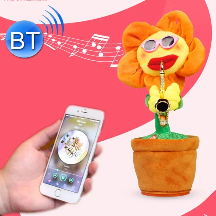Brinquedo de Peluche Bluetooth Estilo Saxofone Girassol para Crianças e Adultos, Suporta Carregamento USB e Bateria