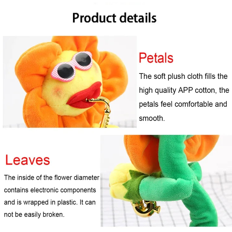 Brinquedo de Peluche Bluetooth Estilo Saxofone Girassol para Crianças e Adultos, Suporta Carregamento USB e Bateria