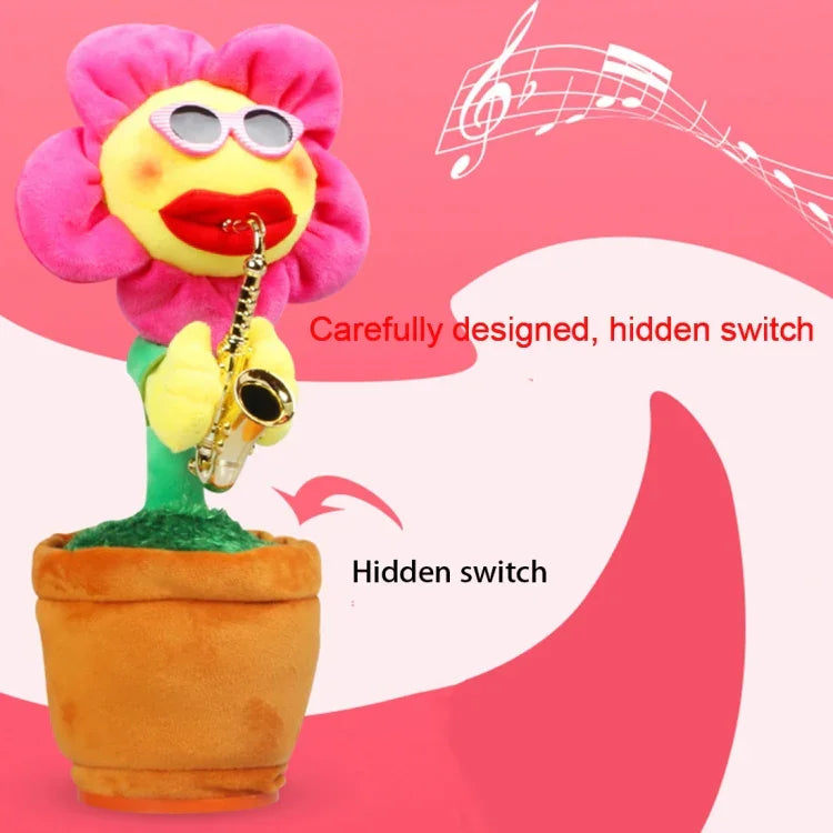 Brinquedo de Peluche Bluetooth Estilo Saxofone Girassol para Crianças e Adultos, Suporta Carregamento USB e Bateria