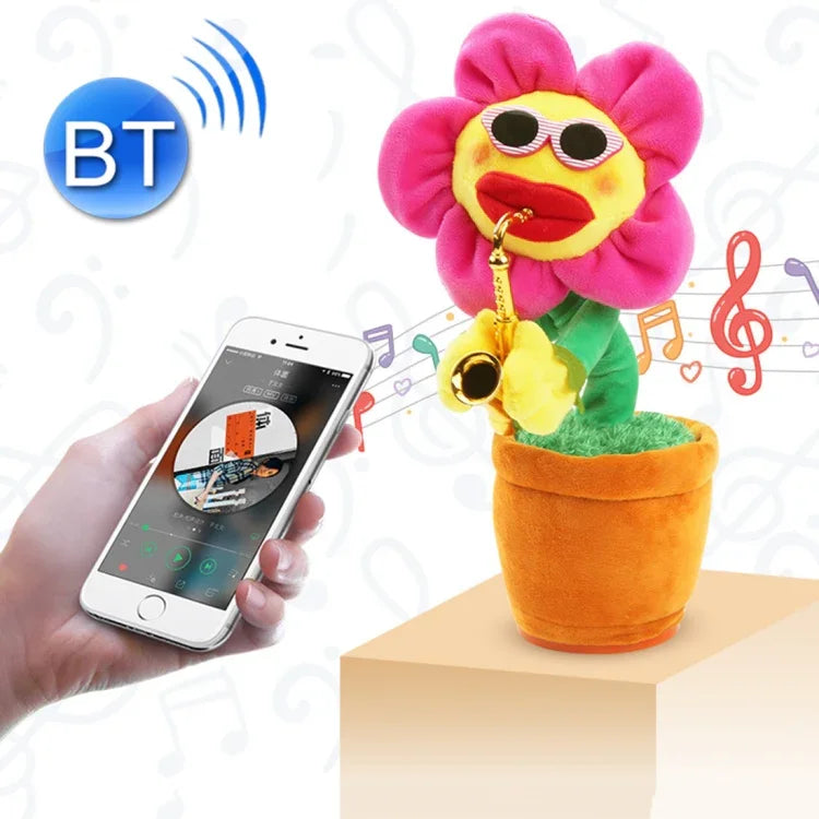 Brinquedo de Peluche Bluetooth Estilo Saxofone Girassol para Crianças e Adultos, Suporta Carregamento USB e Bateria