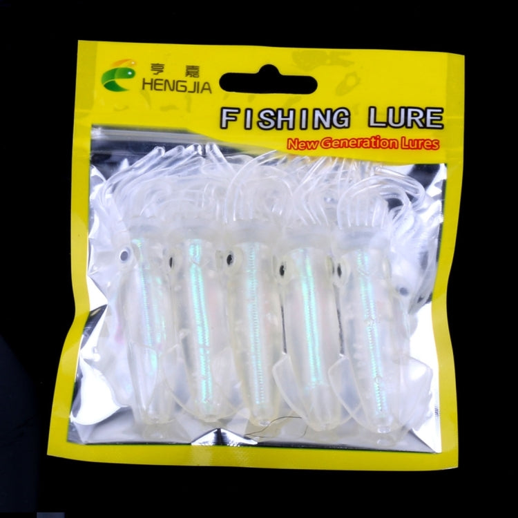 Iscas de Pesca Artificiais de Plástico Macio HENGJIA 5 Peças, Iscas Biónicas de Lula, Comprimento: 9 cm, Luminosas, Tubo Colorido