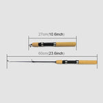 Vara de Pesca para Gelo Portátil 27cm Vara de Camarão Vara de Isca Equipamento de Pesca, Comprimento Estendido: 60 cm, 27cm