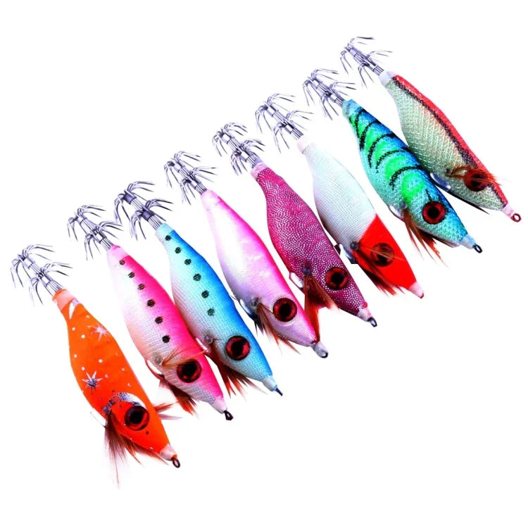 HENGJIA HENG JIA SJ011 Conjunto de Iscos Duros Plásticos Noctilucentes 8 em 1 10cm Iscos para Pesca de Lula Equipamento de Pesca, Entrega de Cor Aleatória