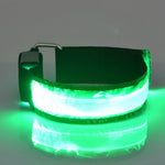 Cinta de pulso desportiva recarregável com luz LED refletora de nylon para segurança, recarregável vermelha, recarregável amarela, recarregável verde, recarregável azul