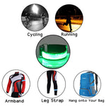 Cinta de pulso desportiva recarregável com luz LED refletora de nylon para segurança, recarregável vermelha, recarregável amarela, recarregável verde, recarregável azul