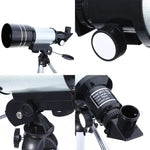 F30070M Telescópio Astronómico Profissional Portátil de Alta Definição com Zoom Elevado e Tripé (Prateado), F30070M