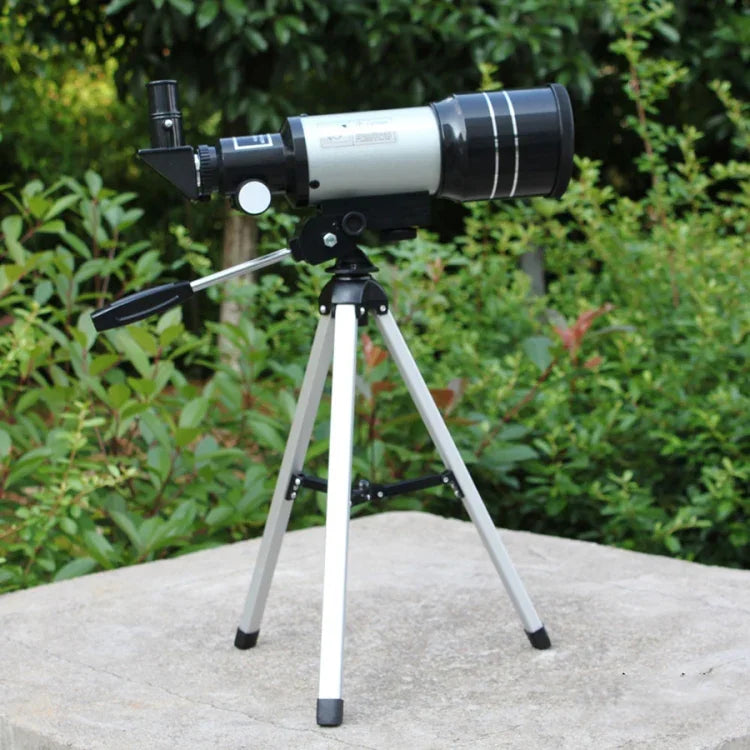 F30070M Telescópio Astronómico Profissional Portátil de Alta Definição com Zoom Elevado e Tripé (Prateado), F30070M