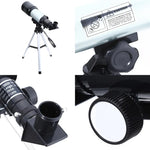 F36050 Telescópio Astronómico Profissional Portátil de Alta Definição com Zoom Elevado e Tripé de Liga de Alumínio (Prateado), F36050