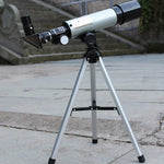 F36050 Telescópio Astronómico Profissional Portátil de Alta Definição com Zoom Elevado e Tripé de Liga de Alumínio (Prateado), F36050